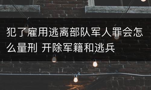 犯了雇用逃离部队军人罪会怎么量刑 开除军籍和逃兵
