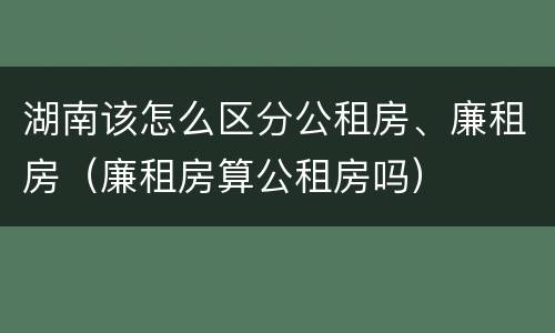 湖南该怎么区分公租房、廉租房（廉租房算公租房吗）