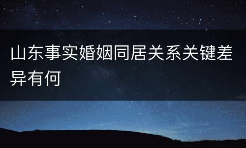 山东事实婚姻同居关系关键差异有何