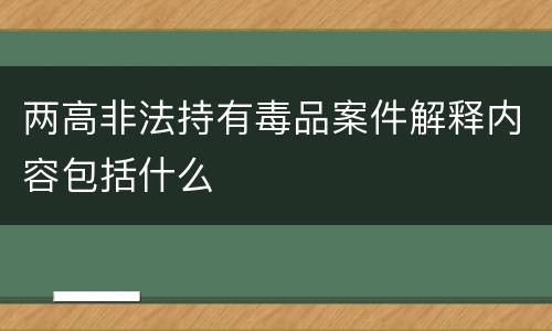两高非法持有毒品案件解释内容包括什么