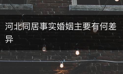 河北同居事实婚姻主要有何差异