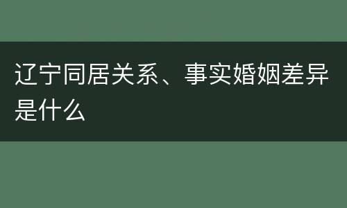 辽宁同居关系、事实婚姻差异是什么