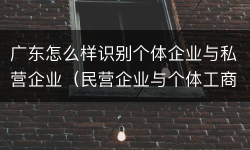 广东怎么样识别个体企业与私营企业（民营企业与个体工商户的区别）
