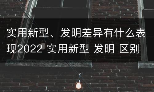 实用新型、发明差异有什么表现2022 实用新型 发明 区别