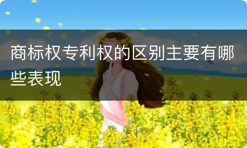 商标权专利权的区别主要有哪些表现