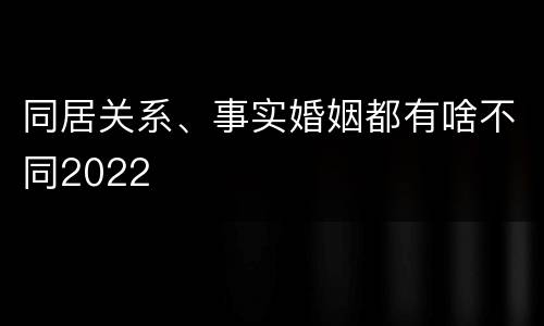 同居关系、事实婚姻都有啥不同2022