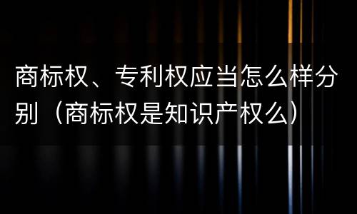 商标权、专利权应当怎么样分别（商标权是知识产权么）
