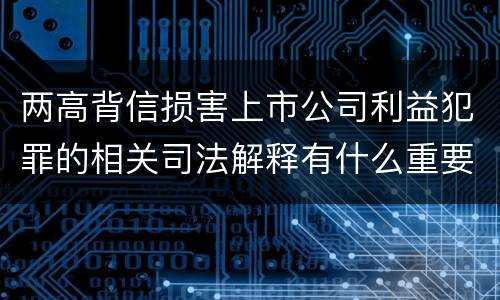 两高背信损害上市公司利益犯罪的相关司法解释有什么重要规定