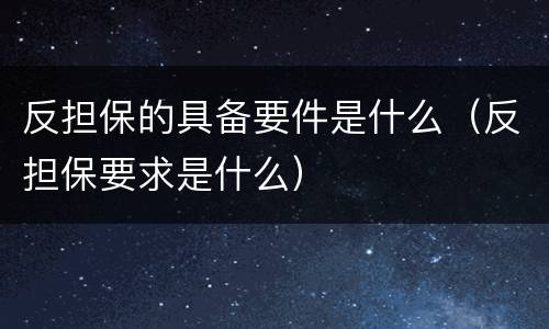 反担保的具备要件是什么（反担保要求是什么）