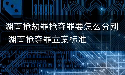 湖南抢劫罪抢夺罪要怎么分别 湖南抢夺罪立案标准