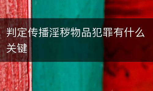 判定传播淫秽物品犯罪有什么关键