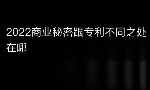 2022商业秘密跟专利不同之处在哪