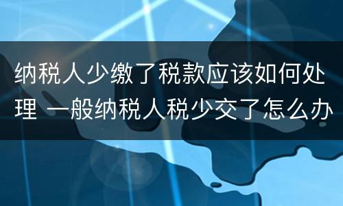 纳税人少缴了税款应该如何处理 一般纳税人税少交了怎么办