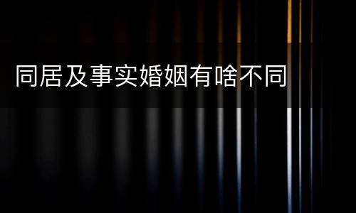 同居及事实婚姻有啥不同
