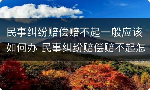 民事纠纷赔偿赔不起一般应该如何办 民事纠纷赔偿赔不起怎么办