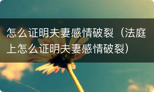 怎么证明夫妻感情破裂（法庭上怎么证明夫妻感情破裂）