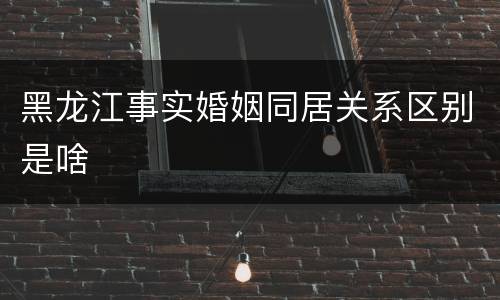 黑龙江事实婚姻同居关系区别是啥