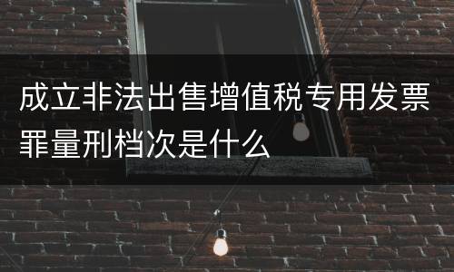 成立非法出售增值税专用发票罪量刑档次是什么