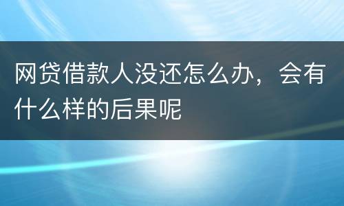 网贷借款人没还怎么办，会有什么样的后果呢