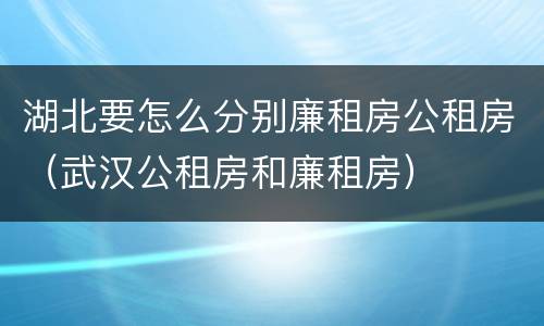 湖北要怎么分别廉租房公租房（武汉公租房和廉租房）