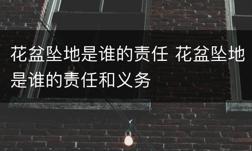 花盆坠地是谁的责任 花盆坠地是谁的责任和义务