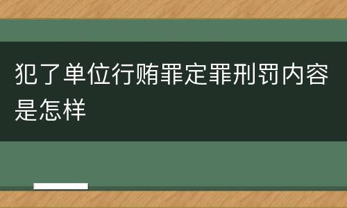 犯了单位行贿罪定罪刑罚内容是怎样