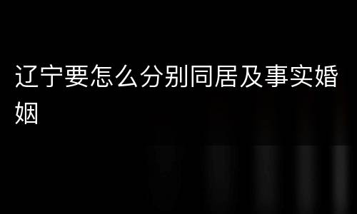 辽宁要怎么分别同居及事实婚姻