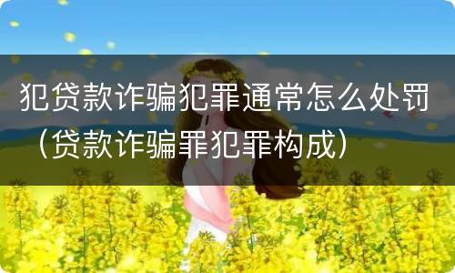 犯贷款诈骗犯罪通常怎么处罚（贷款诈骗罪犯罪构成）