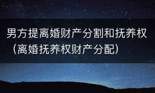 男方提离婚财产分割和抚养权（离婚抚养权财产分配）