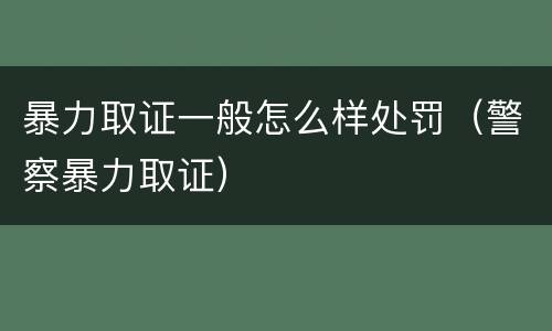 暴力取证一般怎么样处罚（警察暴力取证）