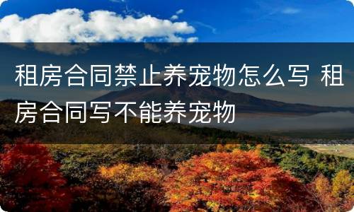 租房合同禁止养宠物怎么写 租房合同写不能养宠物