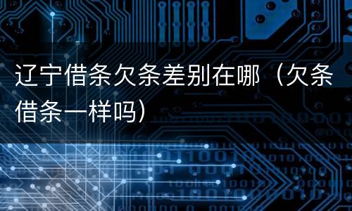 辽宁借条欠条差别在哪（欠条借条一样吗）