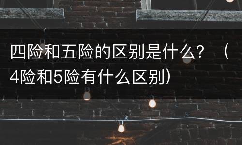 四险和五险的区别是什么？（4险和5险有什么区别）
