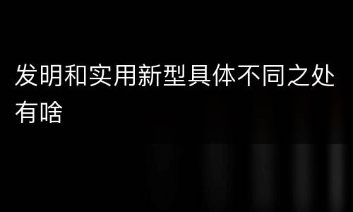 发明和实用新型具体不同之处有啥