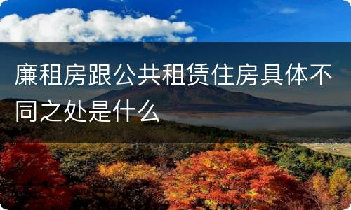 廉租房跟公共租赁住房具体不同之处是什么