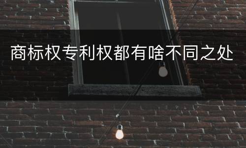 商标权专利权都有啥不同之处