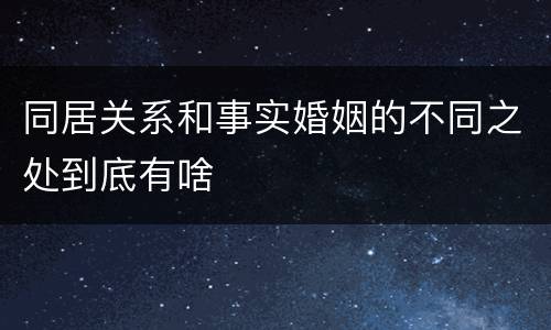 同居关系和事实婚姻的不同之处到底有啥