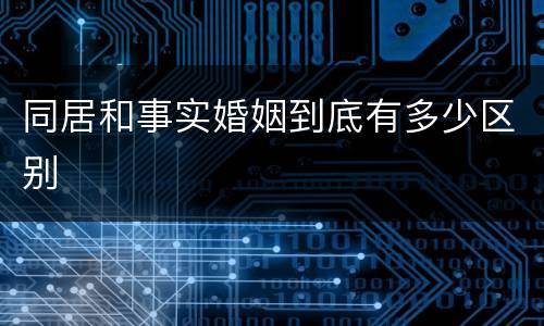 同居和事实婚姻到底有多少区别