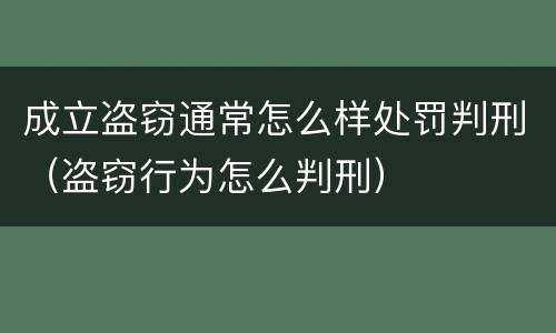成立盗窃通常怎么样处罚判刑（盗窃行为怎么判刑）