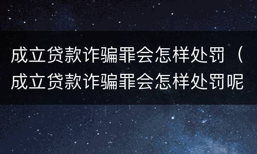 成立贷款诈骗罪会怎样处罚（成立贷款诈骗罪会怎样处罚呢）