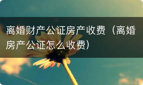 离婚财产公证房产收费（离婚房产公证怎么收费）