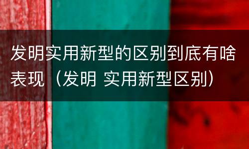 发明实用新型的区别到底有啥表现（发明 实用新型区别）