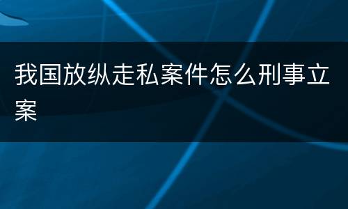 我国放纵走私案件怎么刑事立案