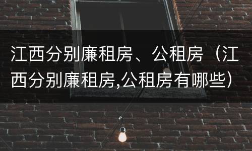 江西分别廉租房、公租房（江西分别廉租房,公租房有哪些）