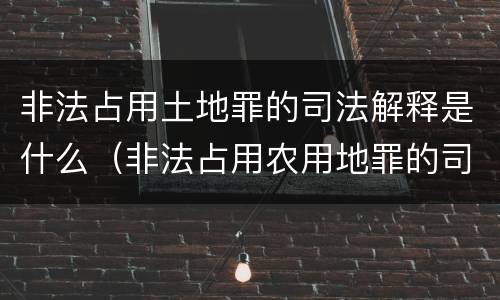 非法占用土地罪的司法解释是什么（非法占用农用地罪的司法解释）