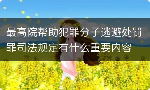 最高院帮助犯罪分子逃避处罚罪司法规定有什么重要内容