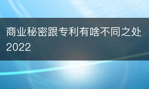 商业秘密跟专利有啥不同之处2022