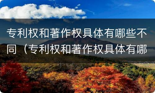 专利权和著作权具体有哪些不同（专利权和著作权具体有哪些不同呢）