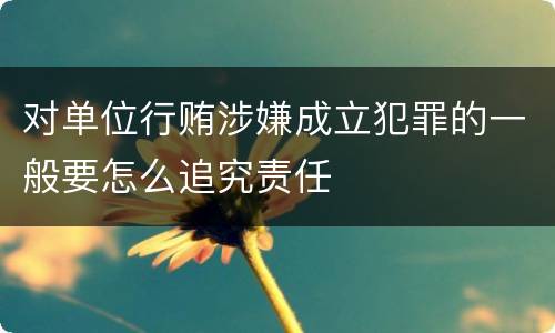 对单位行贿涉嫌成立犯罪的一般要怎么追究责任