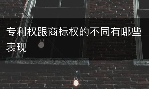 专利权跟商标权的不同有哪些表现